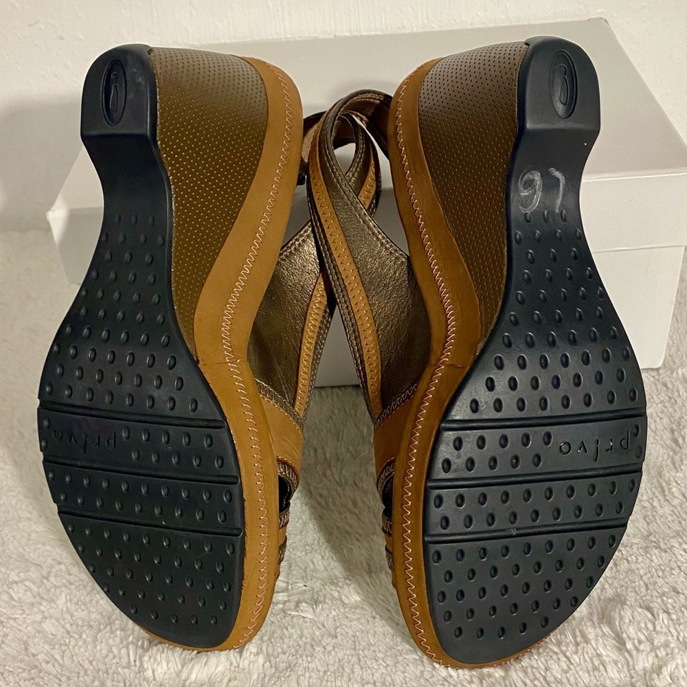 Privo by Clarks Brown Leather Slingback Wedge Sandals Women’s Size 6 - Picture 8 of 10
